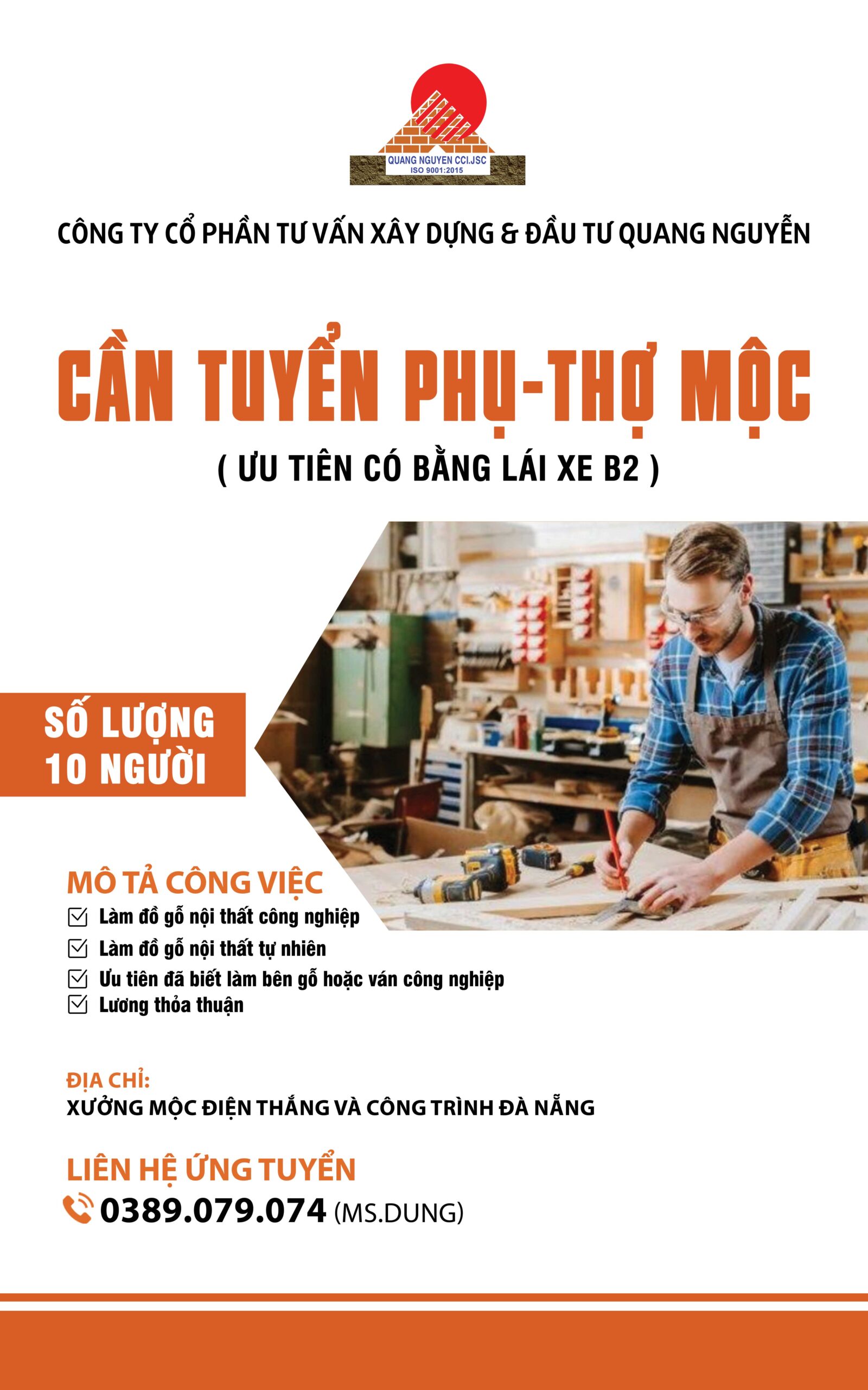 QUANG NGUYỄN TUYỂN DỤNG PHỤ – THỢ MỘC