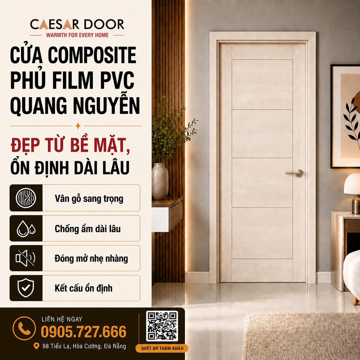 🚪CỬA COMPOSITE PHỦ FILM PVC QUANG NGUYỄN – ĐẸP TỪ BỀ MẶT, ỔN ĐỊNH DÀI LÂU