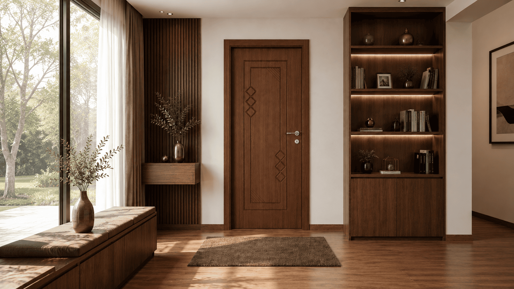 CỬA GỖ MDF TINH TẾ TỪNG ĐƯỜNG NÉT – CỬA MDF PHỦ FILM PVC QUANG NGUYỄN