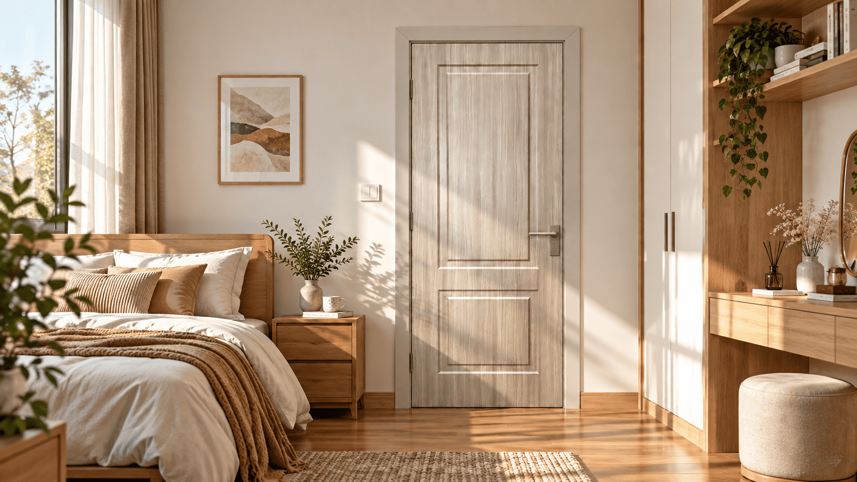 CỬA GỖ CHO PHÒNG NGỦ – CỬA MDF PHỦ FILM PVC QUANG NGUYỄN